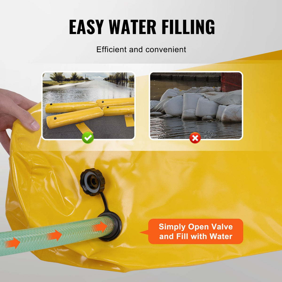 Flood Barriers, Sandbag Alternative Flood Bags 4 Pack, Flood Barrier for Home, Water Barriers for Flooding, Doorway, Driveway(4FTx6in)