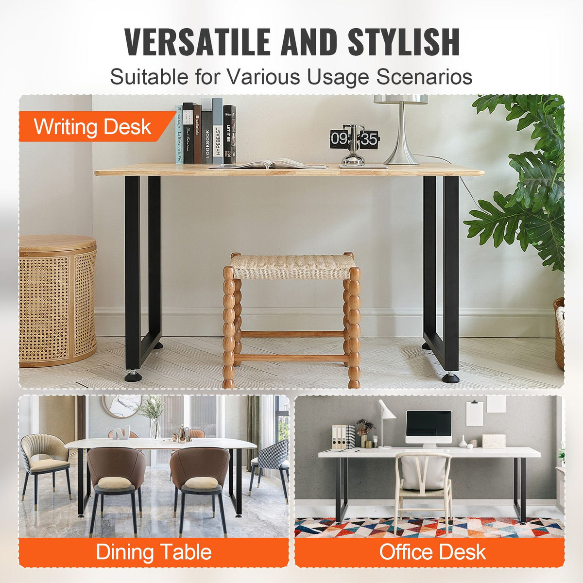 711.2MM Adjustable Furniture Legs, Square Reinforced Steel Office Table legs Set of 2 for DIY, Max Load 453.6KG Heavy Duty Desk Legs, Quick Instalation & Rich Accessories Legs Black