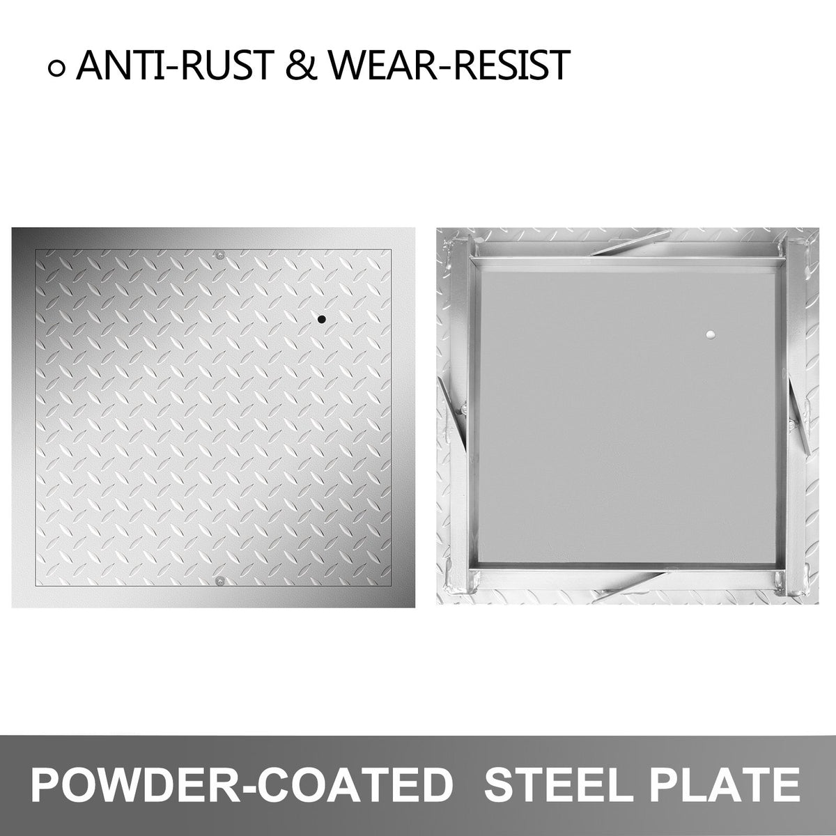 Recessed Manhole Cover 11.8\"x11.8\" Clear Opening, Galvanized Steel Drain Cover Overall Size 14.5\"x14.5\", Sealed Square Manhole Cover and Frame, Steel Man Hole Lid Inspection Access for Boat/