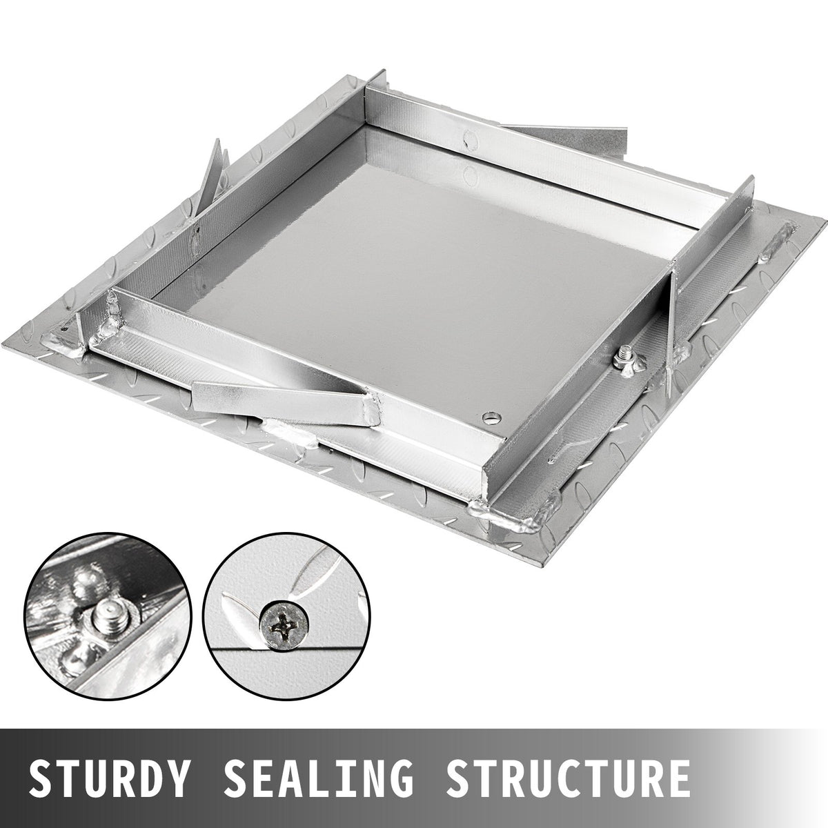 Recessed Manhole Cover 11.8\"x11.8\" Clear Opening, Galvanized Steel Drain Cover Overall Size 14.5\"x14.5\", Sealed Square Manhole Cover and Frame, Steel Man Hole Lid Inspection Access for Boat/