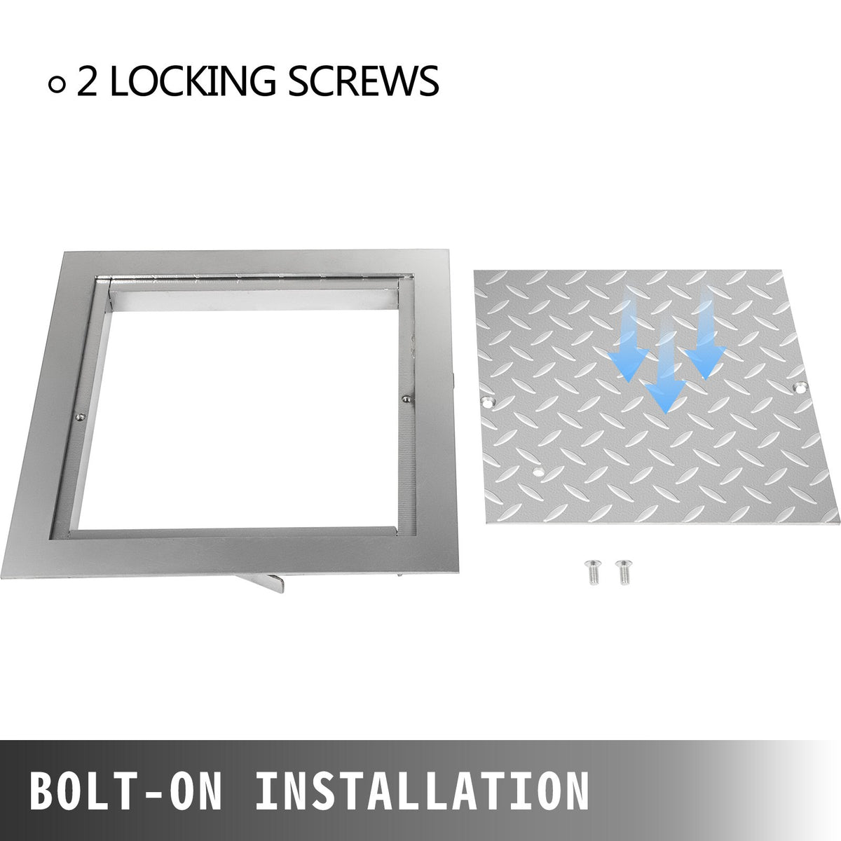 Recessed Manhole Cover 11.8\"x11.8\" Clear Opening, Galvanized Steel Drain Cover Overall Size 14.5\"x14.5\", Sealed Square Manhole Cover and Frame, Steel Man Hole Lid Inspection Access for Boat/