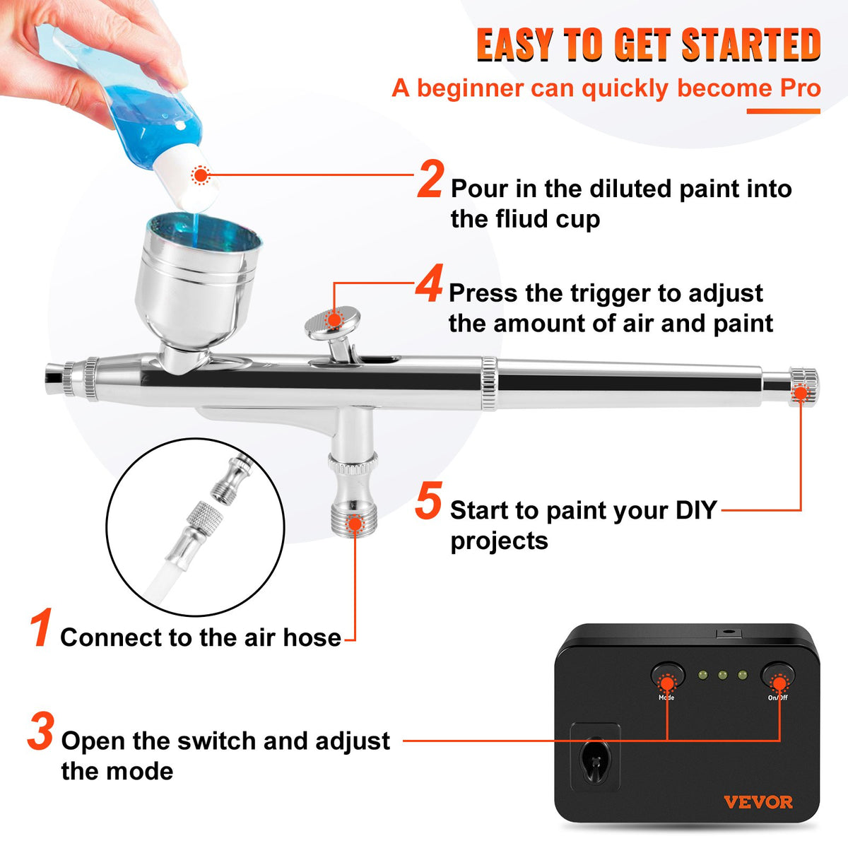 Airbrush Kit Dual-action Airbrush System Compressor Art Nail Makeup Model