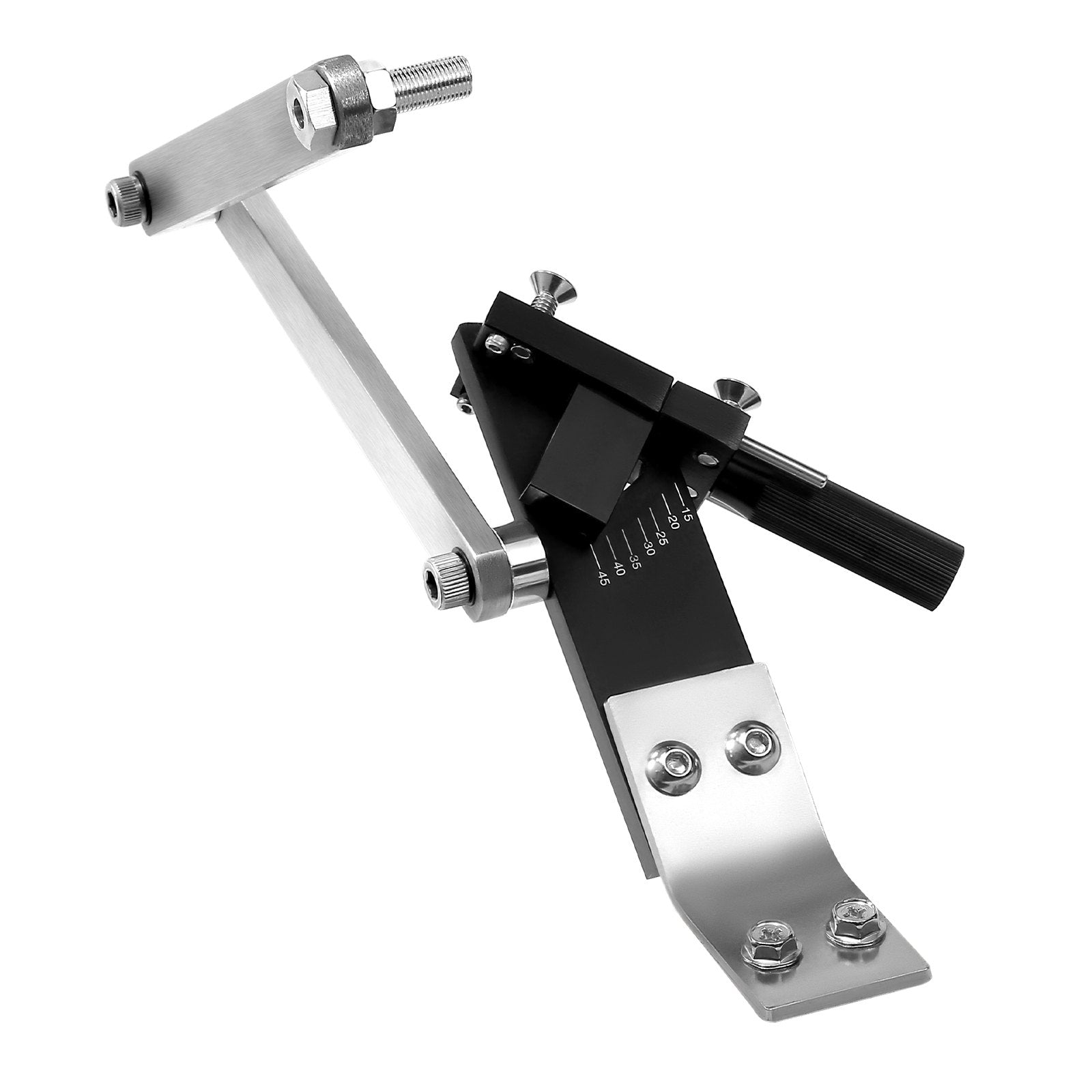 Lawn Mower Blade Sharpener and Balancer, 15° - 45° Adjustable Lawnmower Blade Sharpening Tool with 4 Adapter Pins, Ball Bearings & 25mm Enlarged Handle, Compatible with Most Angle Grinders