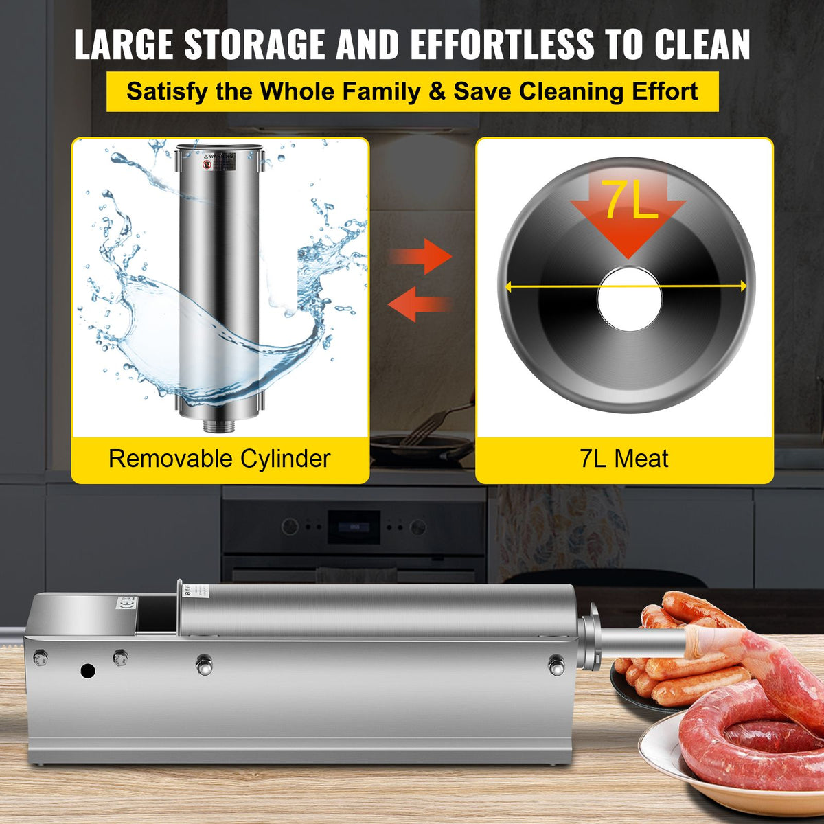 Manual Sausage Stuffer, 7 L / 15 LBS Horizontal Sausa - V952-GCJSDSPS7L0000001V0