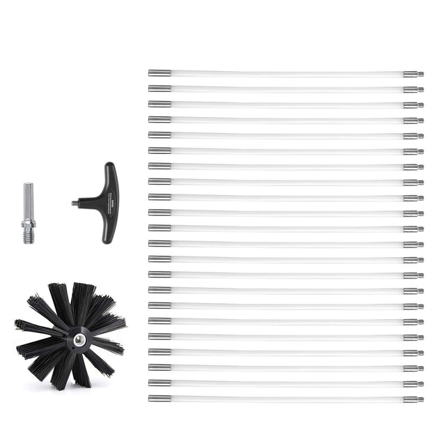 22pc Dryer Vent Cleaner Kit 9.1m Flexible Brush Lint Remover