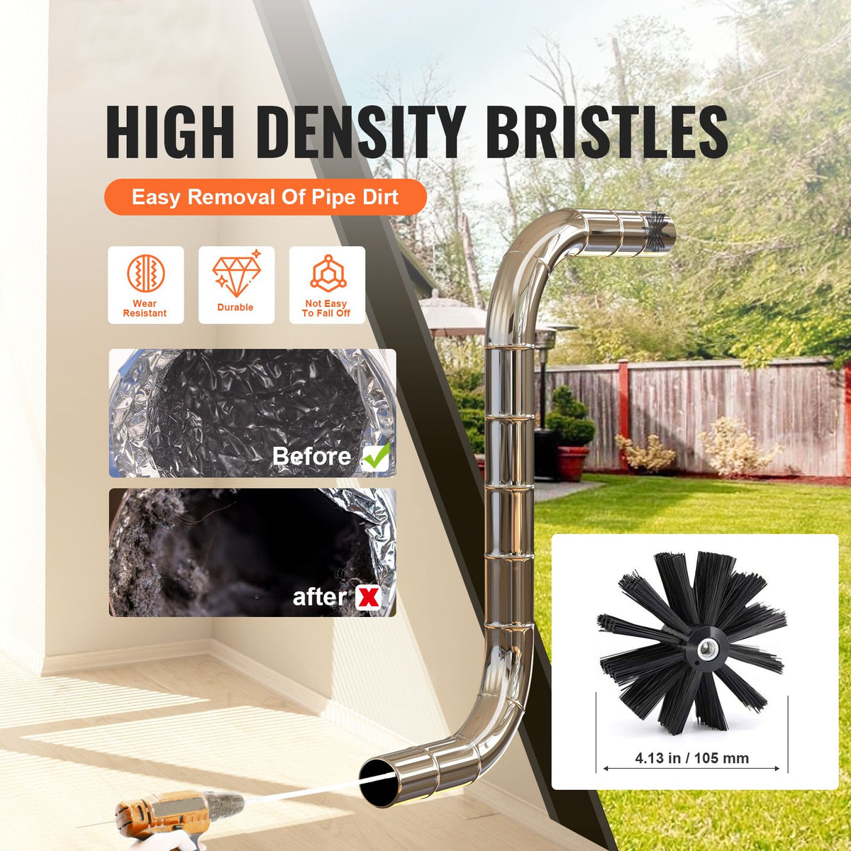 15.24M Dryer Vent Cleaner Kit, 37 Pieces Duct Cleaning Brush, Reinforced Nylon Dryer Vent Brush, Dryer Cleaning Tools Lint Remover with Flexible Lint Trap Brush, Clamp Connectors