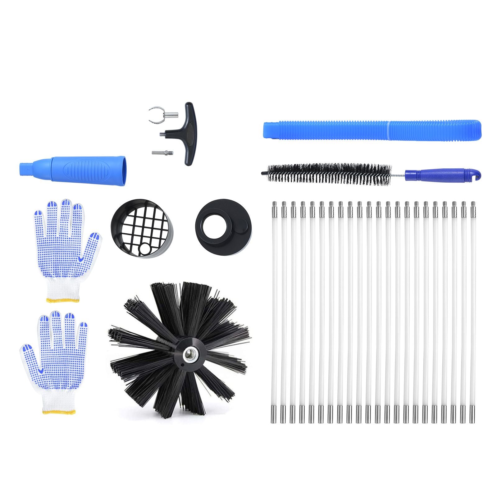 914.4CM Dryer Vent Cleaner Kit, 22 Pieces Duct Cleaning Brush, Reinforced Nylon Dryer Vent Brush with Complete Accessories, Dryer Cleaning Kit with Flexible Lint Trap Brush, Clamp Connectors