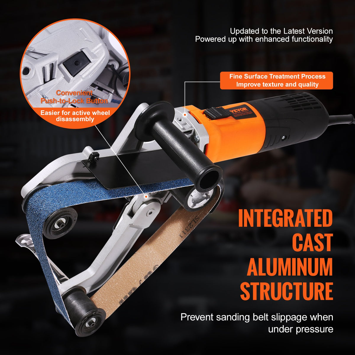 Pipe Tube Polisher Sander, 1300W Pipe Belt Sander with 6 Variable Speeds 1100-3200rpm, Professional Belt Sander Grinding Machine with 50PCS Sanding Belts for Burnishing Finishing Rust Removal