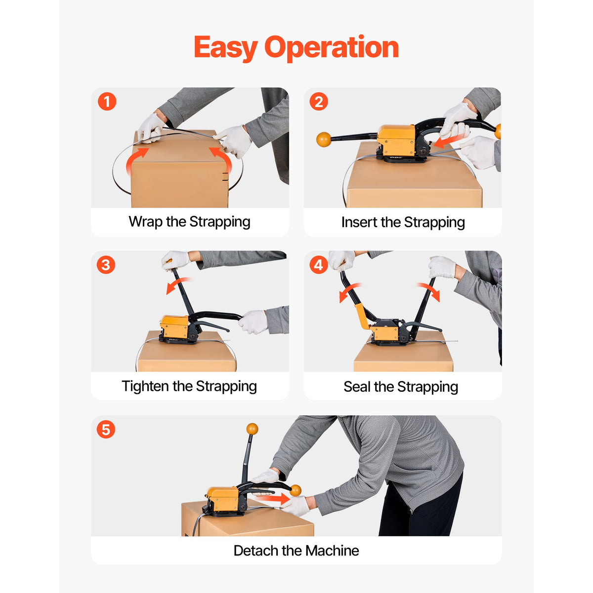 Banding Strapping Kit, Heavy Duty A3 Steel Banding Sealer Tool with Adjustable Width, Manual Metal Pallet Packaging Strapping Kit for Warehouse, Transportation, Industrial Bundling, Home Use