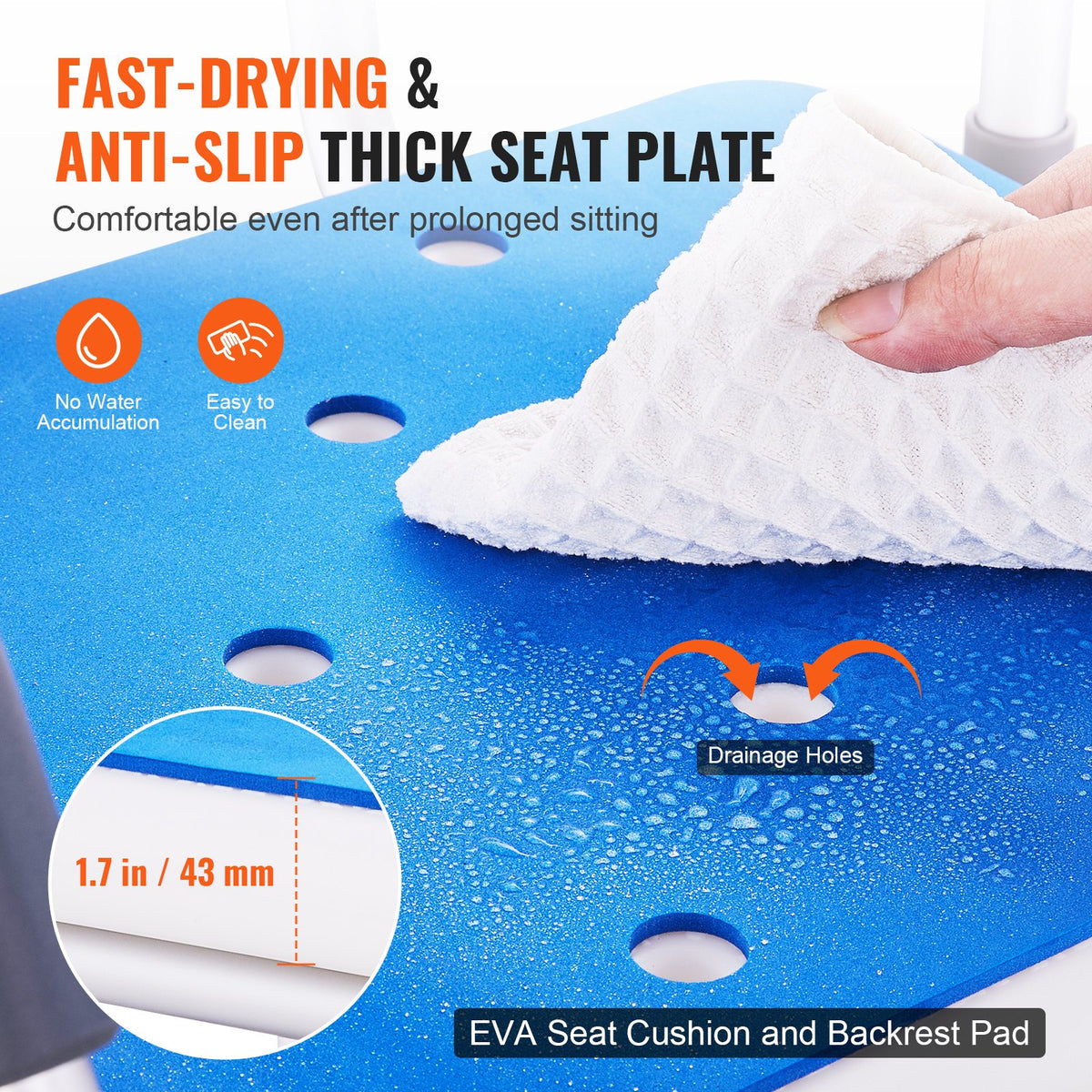 Swivel Shower Chair 360 Degree, Adjustable Shower Seat with Armrests and Backrest for Inside Shower or Bathtub, Non-Slip Rotating Bathtub Chair Seat for Elderly Disabled Injured, 400lbs Capacity