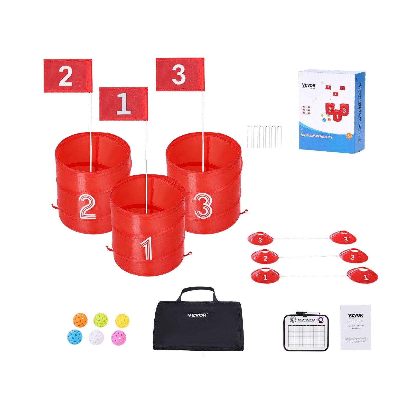 Backyard Golf Game 3 Hole Portable Bucket Golf Game for Kids and Adults
