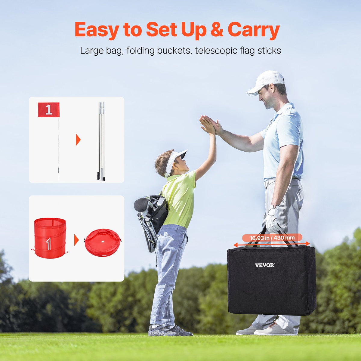 Backyard Golf Game 9 Hole Portable Bucket Golf Game for Kids and Adults