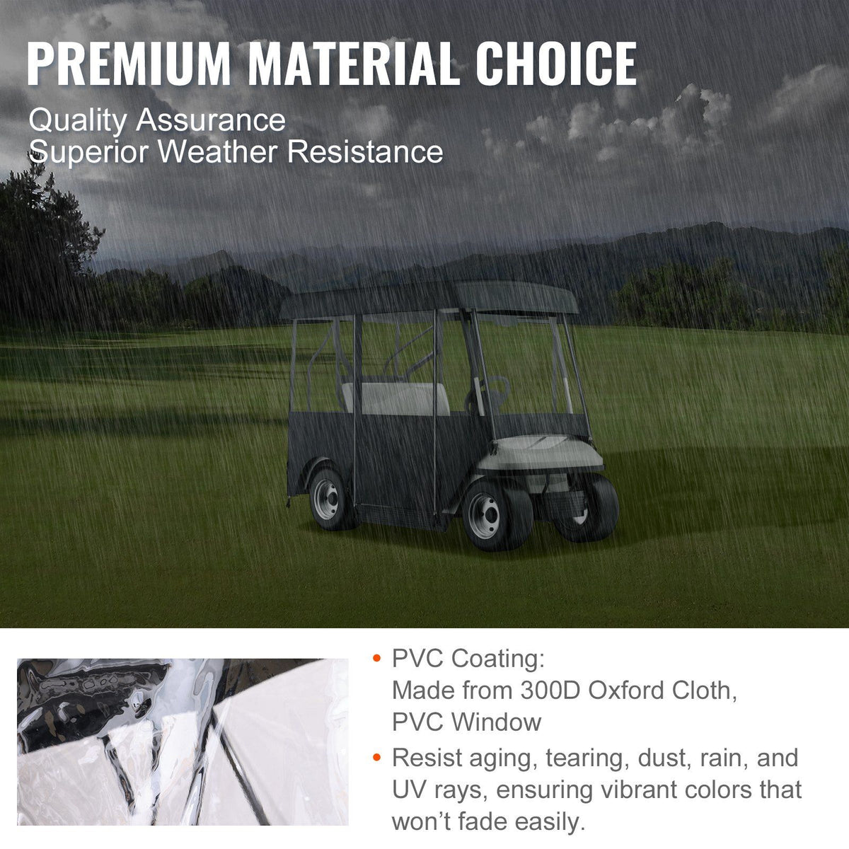 Golf Cart Enclosure, Polyester Driving Enclosure, Club Car Covers Universal Fits for 2+2 Passenger Golf Carts, Sunproof and Dustproof Outdoor Cart Cover