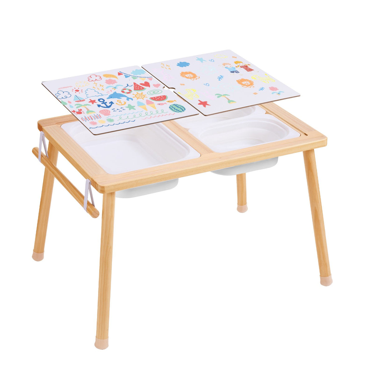 Kids Sensory Table Sand Water Play Table with 1 Paper Roll 3 Storage Bins
