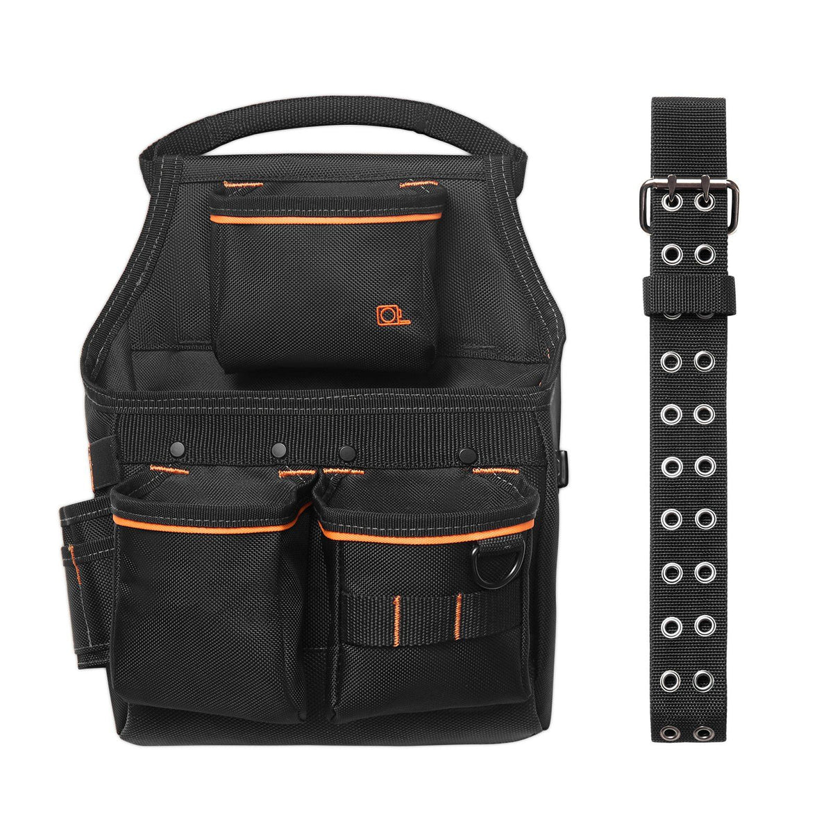 Tool Pouch with Belt, 14 Pockets Professional Tool Belt Pouch for Men, Heavy Duty Detachable Adjustable Utility Work Bag for Electrician, Carpenter, Construction, Adjusts Waist 83 cm to 127 cm