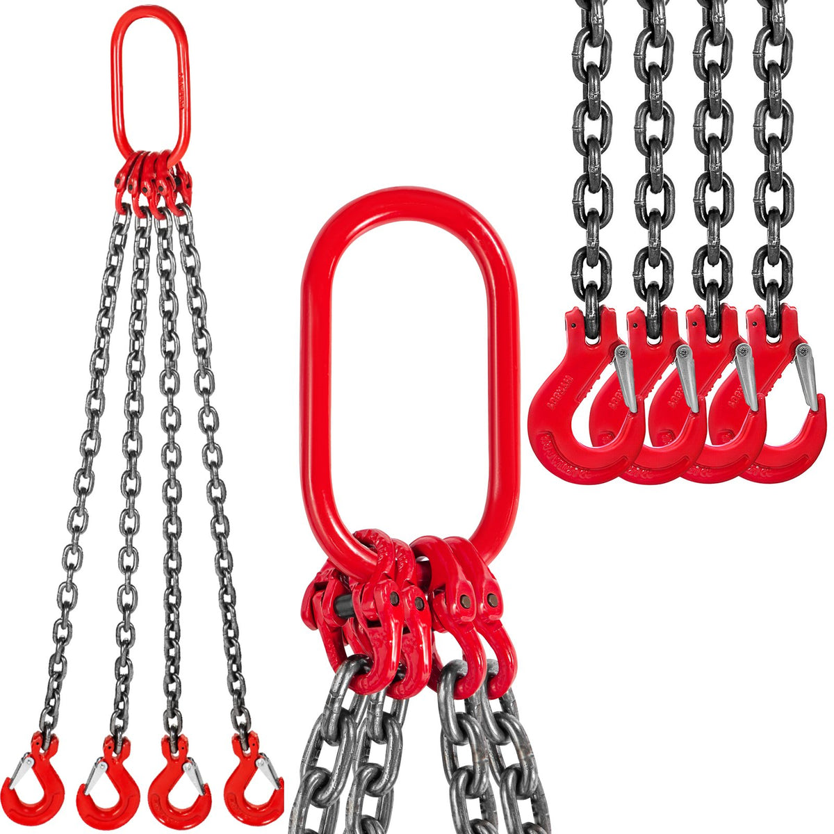 Chain Sling, 8 mm x 1m Lifting Chains with Hooks, G80 Engine Chain Hoist Lifts, 5 Ton Load Capacity Lifting Sling Chains for Engine Hoist, Engine Lift Chain with 4 Leg Grab Hooks Heavy Duty