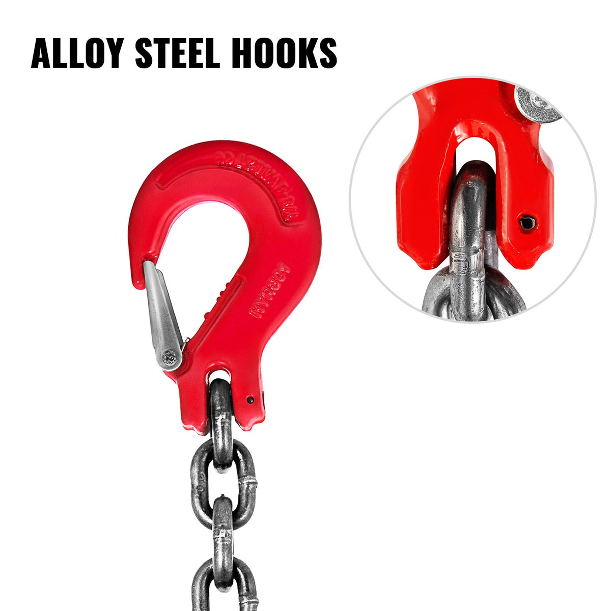 Chain Sling, 8 mm x 1m Lifting Chains with Hooks, G80 Engine Chain Hoist Lifts, 5 Ton Load Capacity Lifting Sling Chains for Engine Hoist, Engine Lift Chain with 4 Leg Grab Hooks Heavy Duty