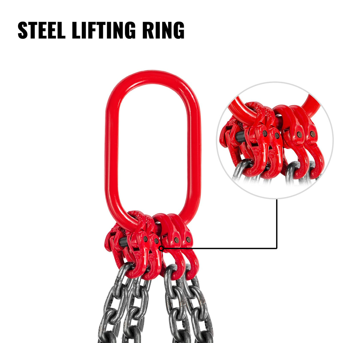 Chain Sling, 8 mm x 1m Lifting Chains with Hooks, G80 Engine Chain Hoist Lifts, 5 Ton Load Capacity Lifting Sling Chains for Engine Hoist, Engine Lift Chain with 4 Leg Grab Hooks Heavy Duty