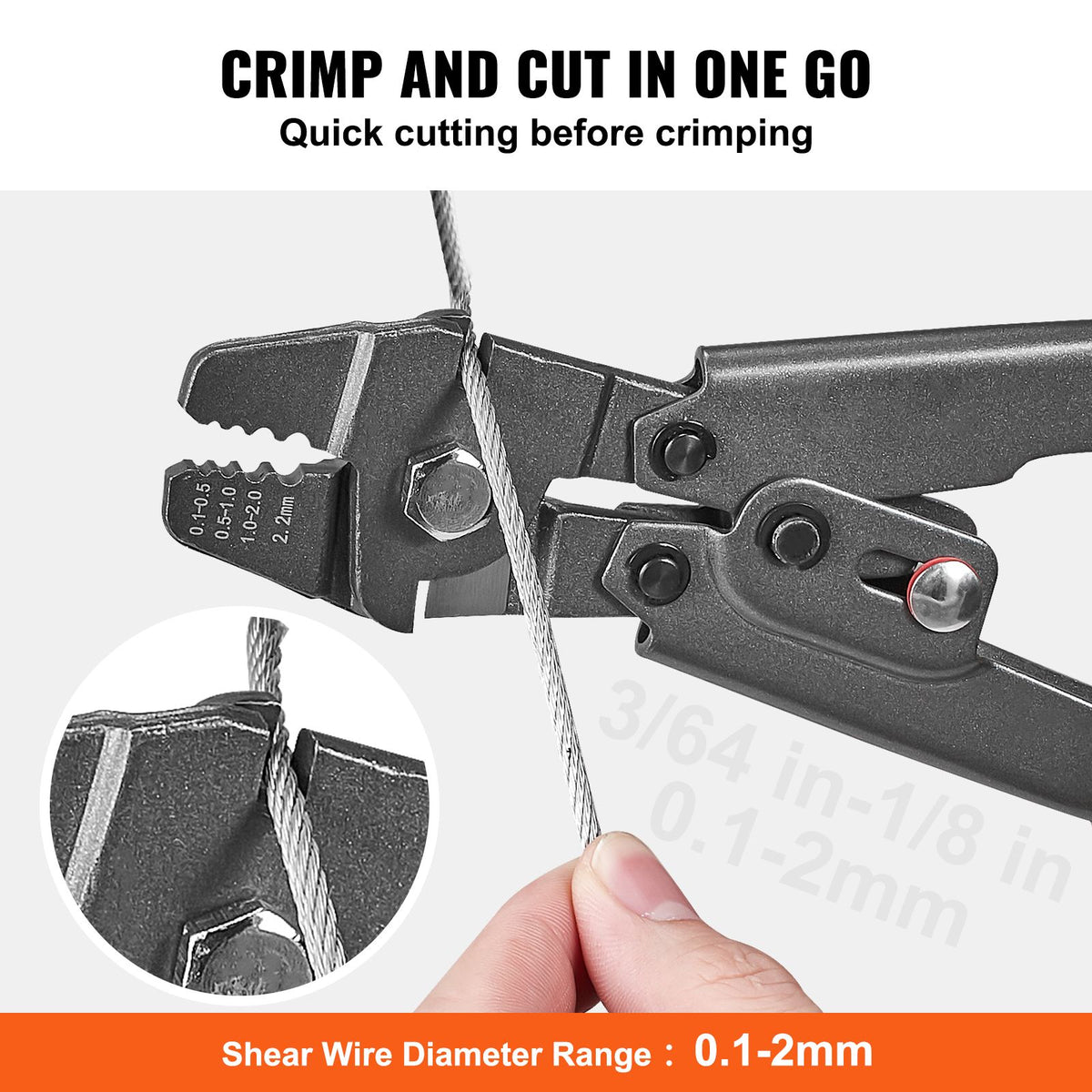 Crimping Tool, Up To 2.2mm Wire Rope Crimping Tool, Crimping Loop Sleeve Kit with a Cable Cutter and 160pcs Aluminum Buckles, Teflon Coating Anti-Rust Fishing Crimping Tool