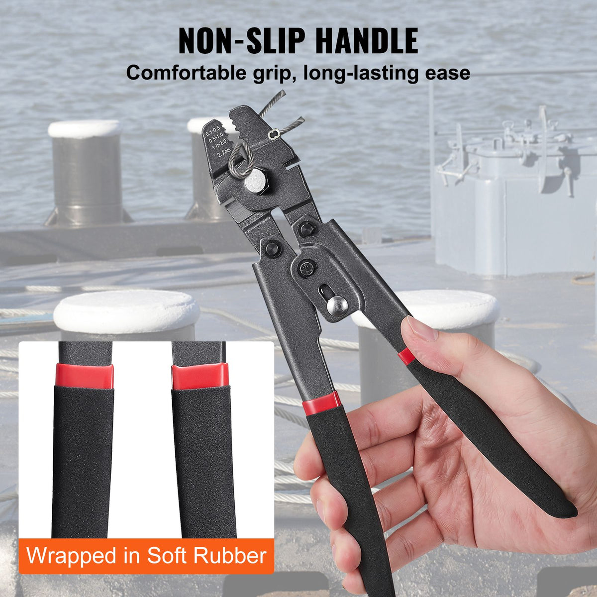 Crimping Tool, Up To 2.2mm Wire Rope Crimping Tool, Crimping Loop Sleeve Kit with a Cable Cutter and 160pcs Aluminum Buckles, Teflon Coating Anti-Rust Fishing Crimping Tool