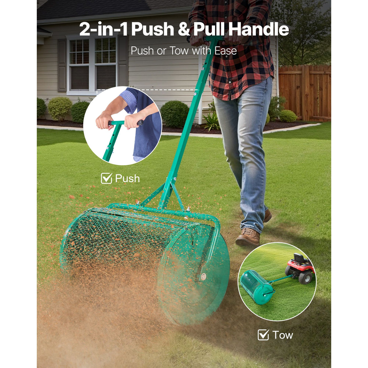 Compost Spreader, 24 in Wide Peat Moss Spreader wi - V952-GTSBJLSFMTCGHA1PR001V0