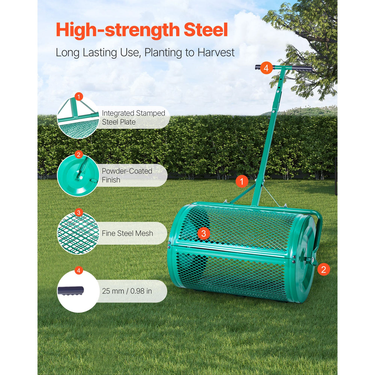 Compost Spreader, 24 in Wide Peat Moss Spreader wi - V952-GTSBJLSFMTCGHA1PR001V0