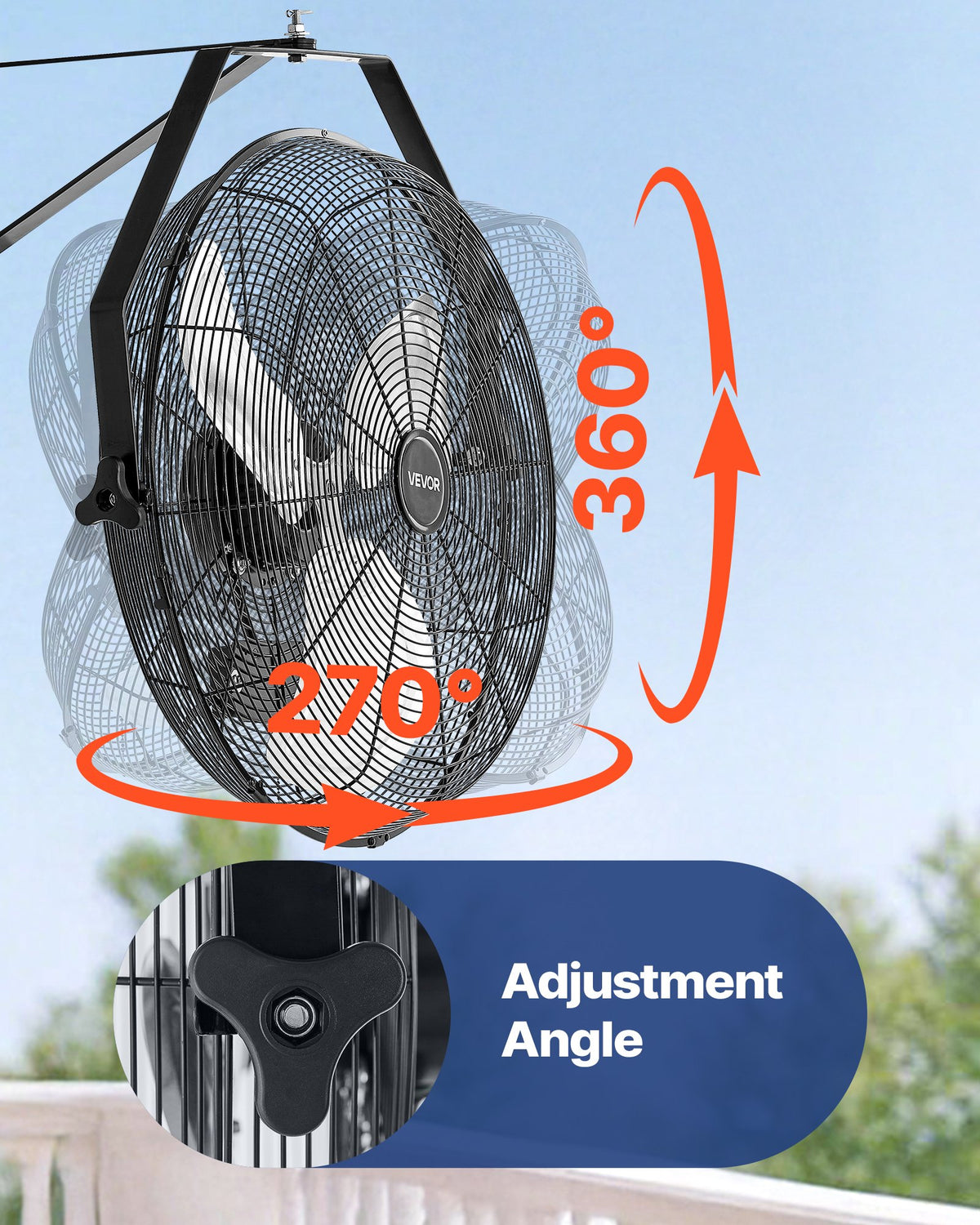 615mm Industrial Wall Mount Fan 3 Speed 4650 CFM for Garage Greenhouse