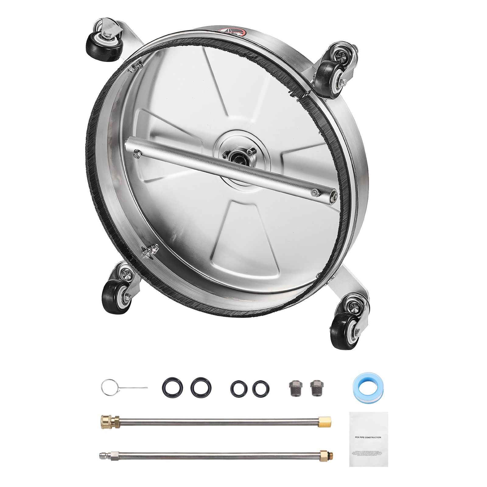 15" Pressure Washer Surface Cleaner 4 Wheels 4000 Max PSI 2 Extended Wands
