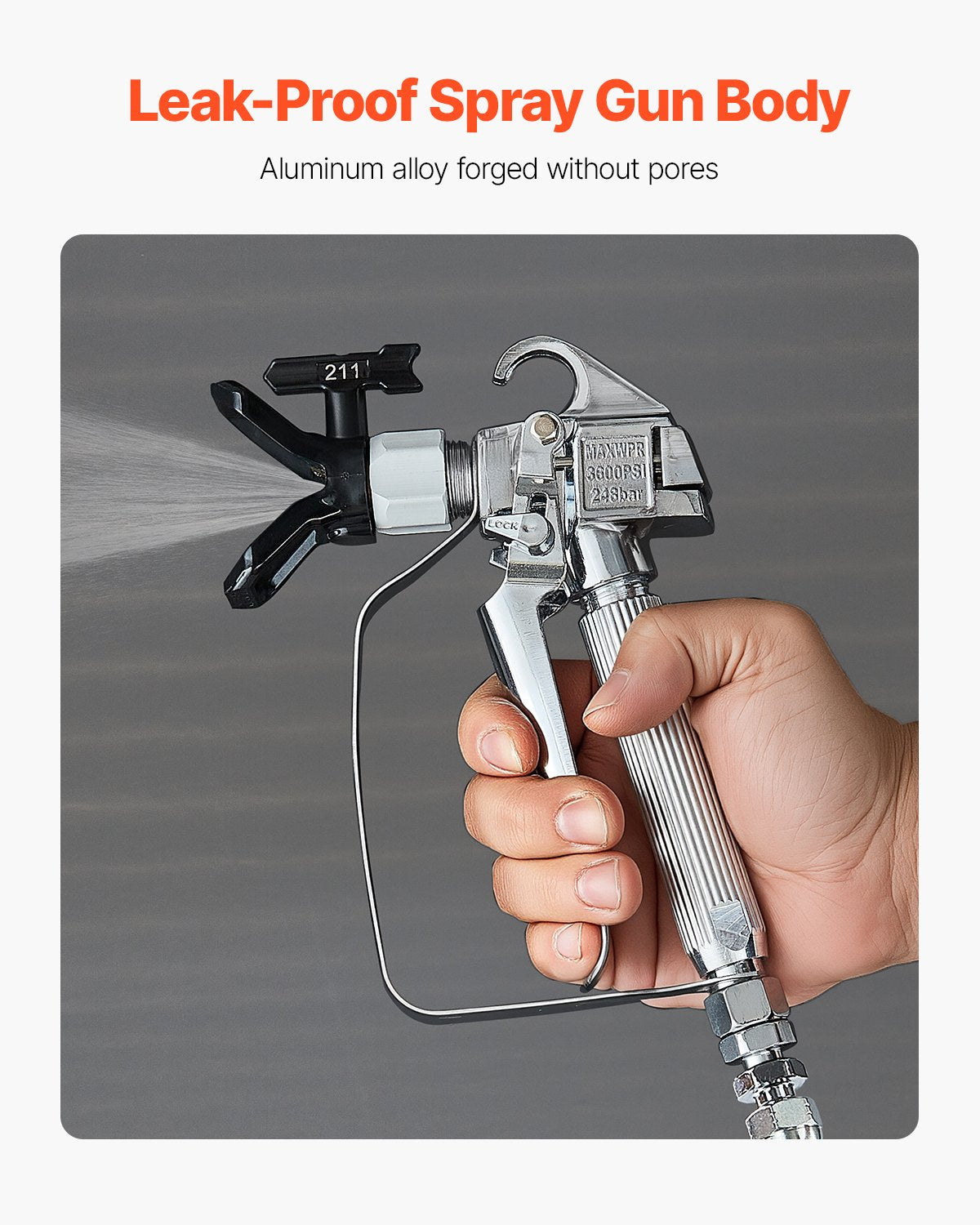 Airless Paint Spray Gun 3600PSI High Pressure Airless Spray Gun with 5Tips