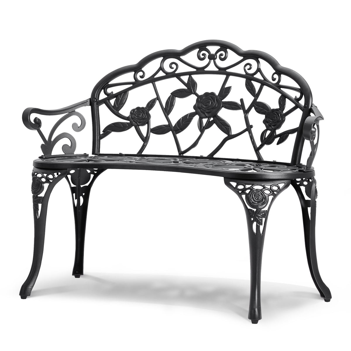 Outdoor Bench, 38.8 inches Metal Garden Bench for Outdoors, 480 lbs Load Capacity Bench, Outdoor Garden Park Bench with Backrest and Armrests, Patio Bench for Garden, Park, Yard, Front Porch