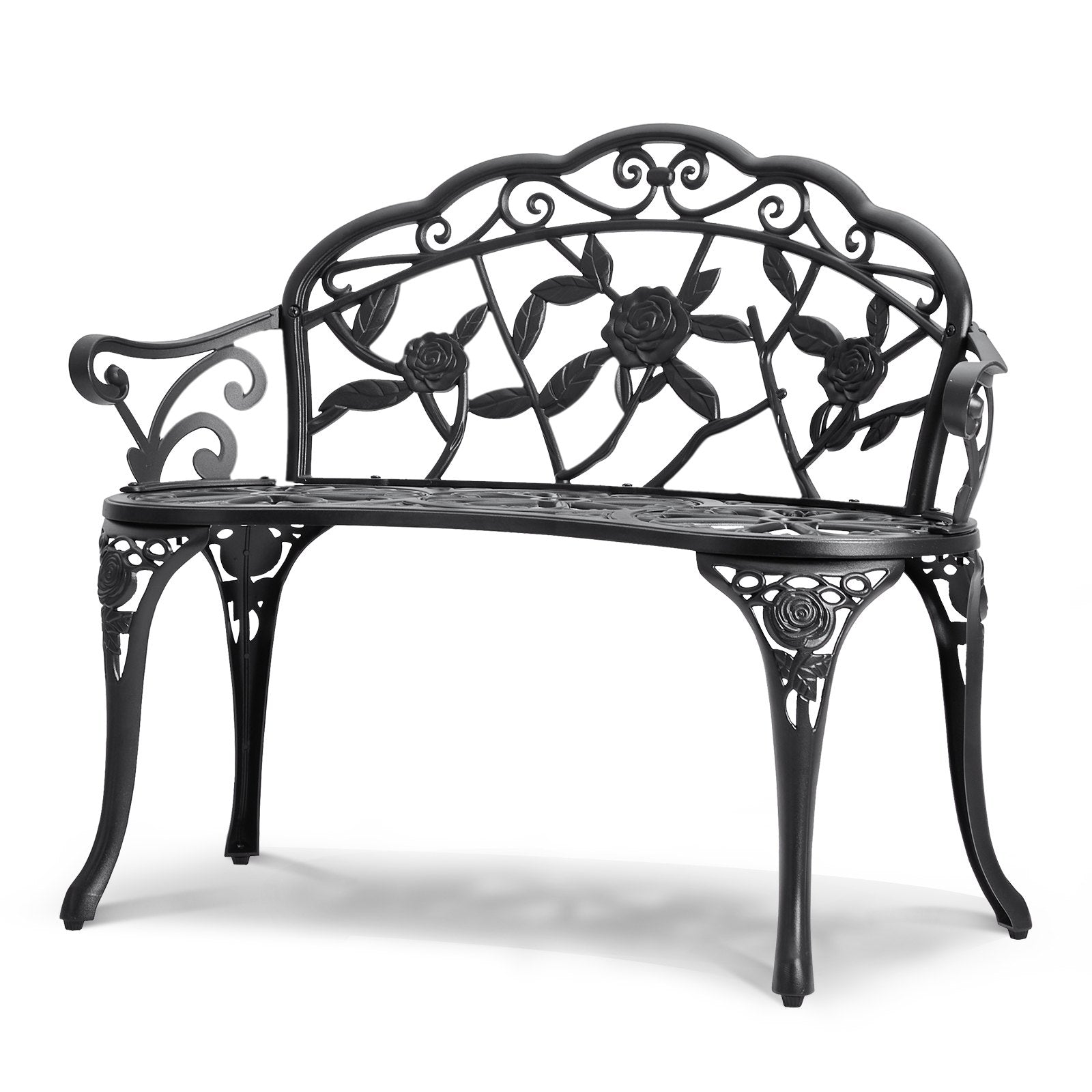 Outdoor Bench, 38.8 inches Metal Garden Bench for Outdoors, 480 lbs Load Capacity Bench, Outdoor Garden Park Bench with Backrest and Armrests, Patio Bench for Garden, Park, Yard, Front Porch