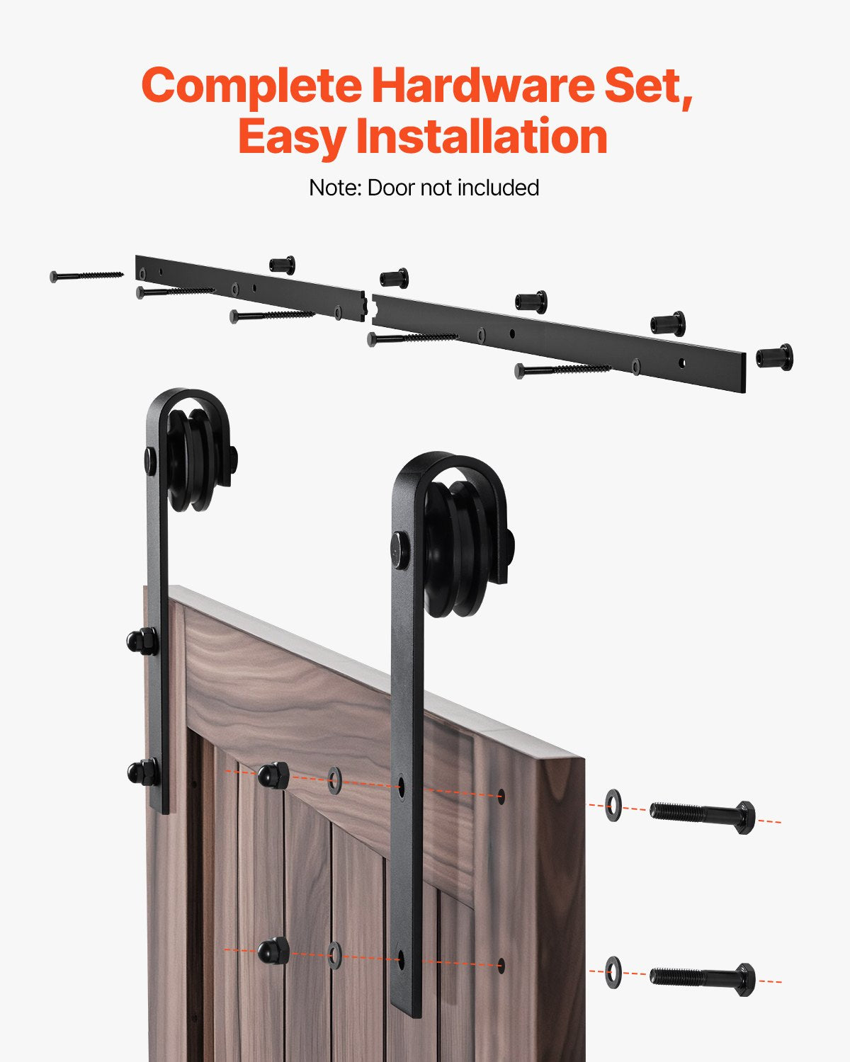 1500 mm Sliding Barn Door Hardware Kit for Single Sliding Barn Door Black