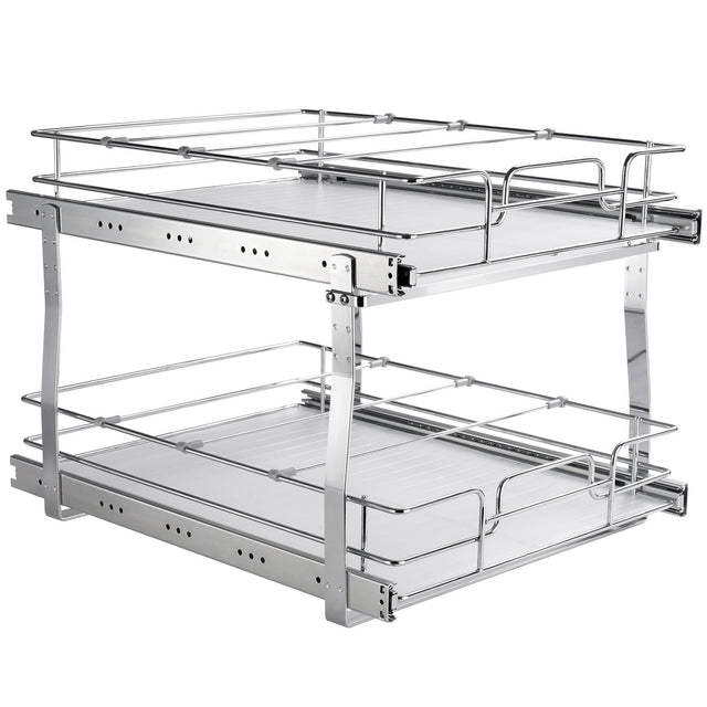 2-Tier Pull-Out Cabinet Organizer 20x21x15in Steel Drawers