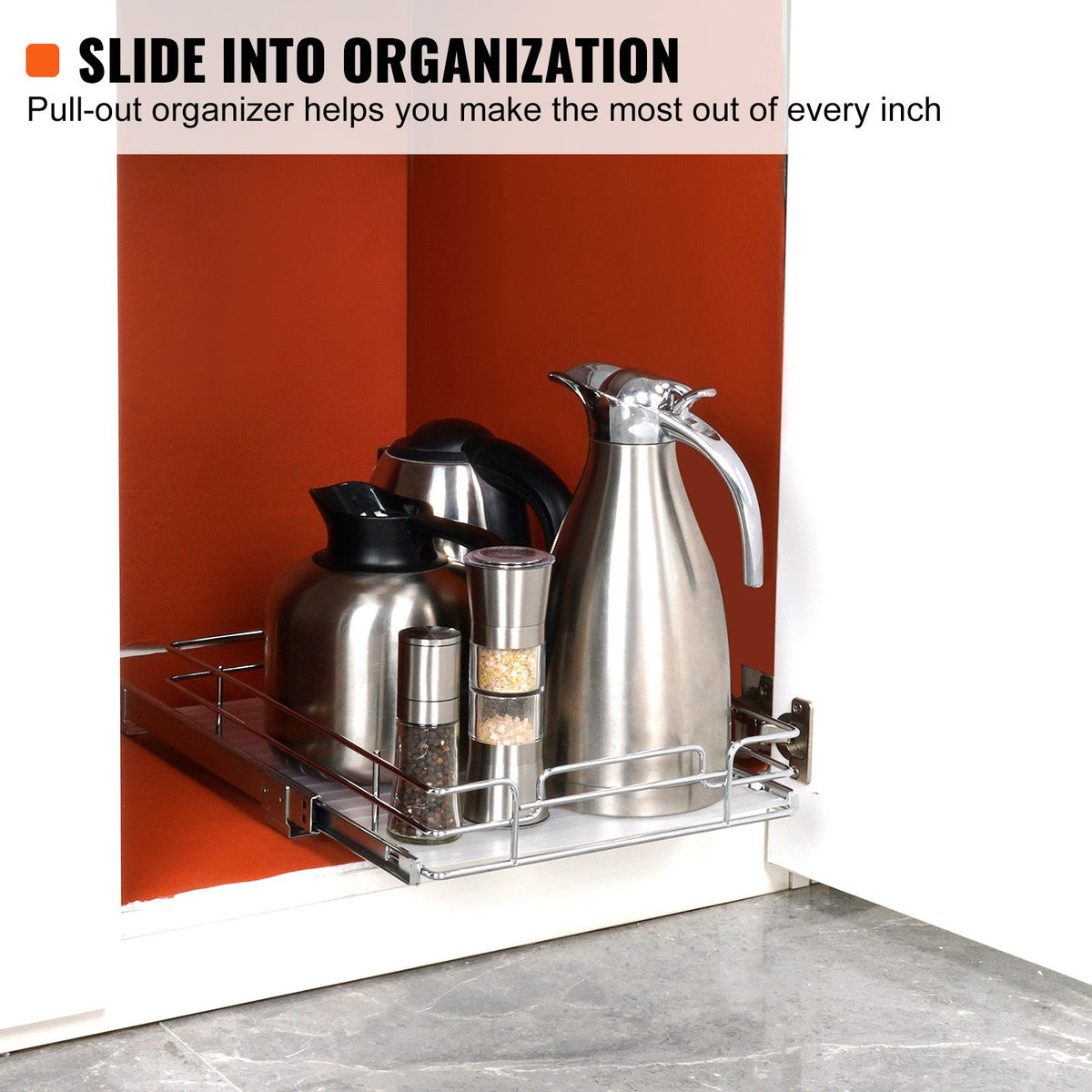 Pull Out Cabinet Under Sink Organizer 11.5 x 16.5 Inch Wire Drawer Basket