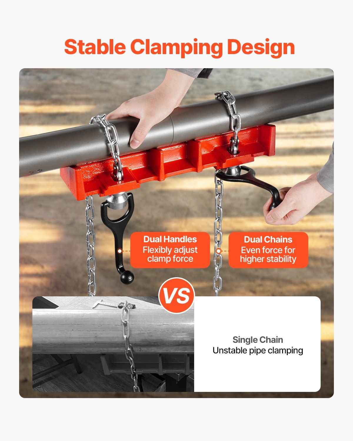 Pipe Welding Vise, 1/2 to 8-inch Pipe Welding Clamp with Dual Chains & Crank Handles, Heavy-Duty Cast Iron Welding Vise for a Variety of Pipes