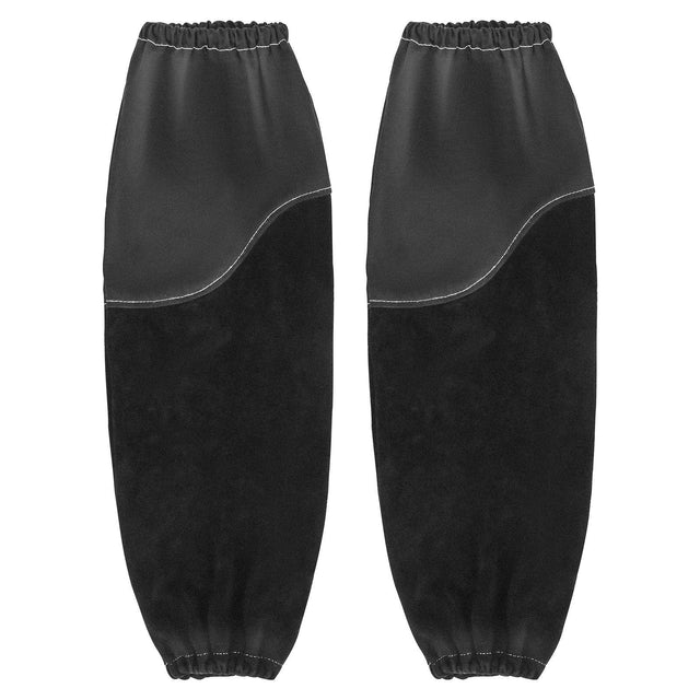 FR Cowhide Leather Welding Sleeves Cotton Arm Protection Black