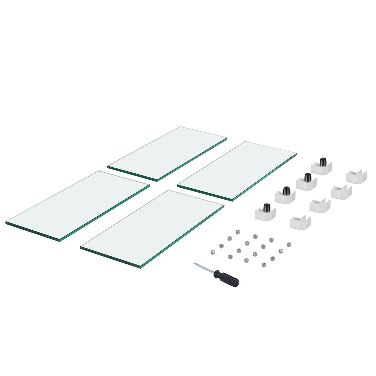 Gas Fire Pit Wind Guard for Square Fire Table, 543 x 543 x 191 mm Clear Tempered Wind Guard for Firepits, 8mm Thick Square Glass Shield, Glass Panel with Hard Corner Bracket & Feet