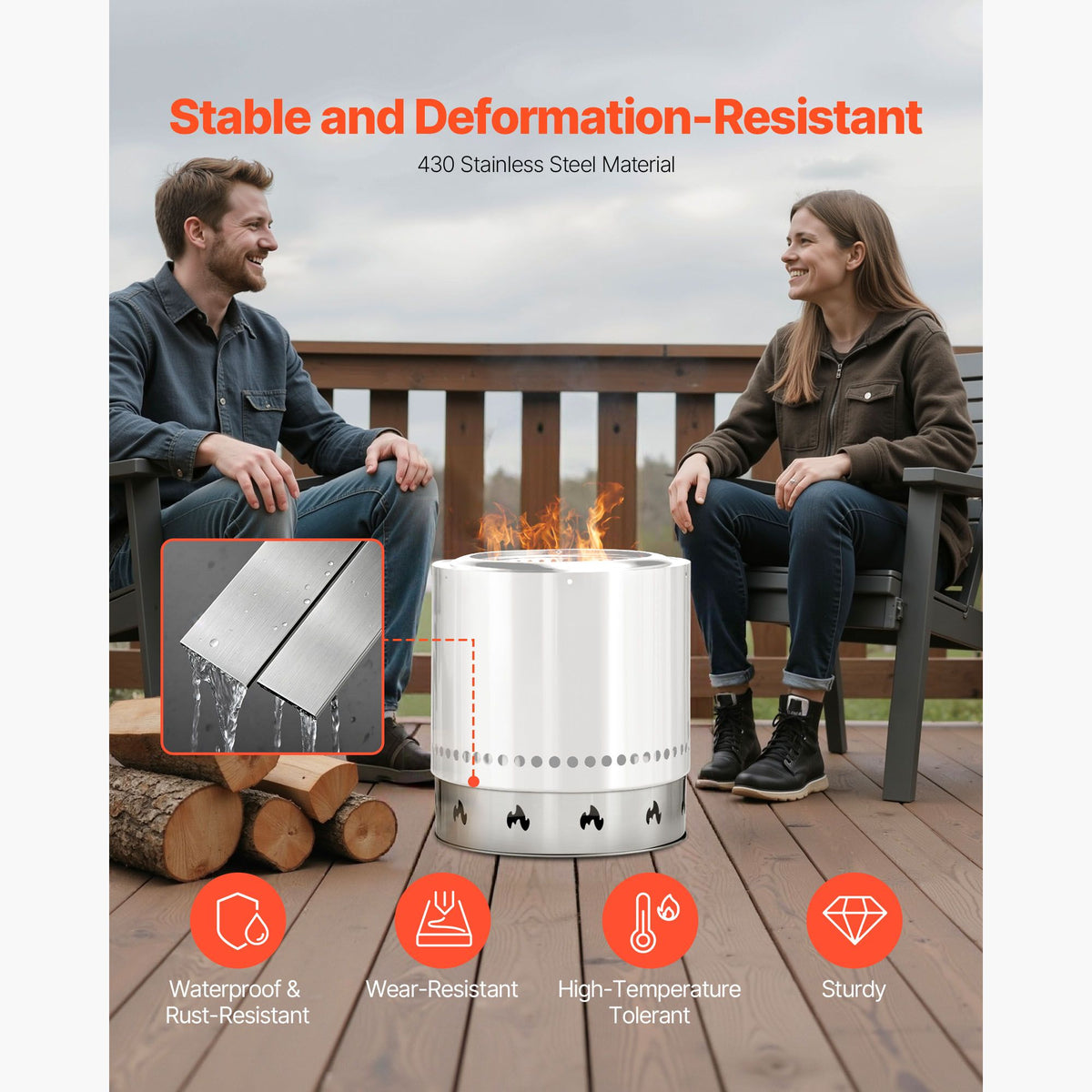 Fire Pit Stand for Solo Stove Bonfire, 49.5 cm Smokeless Fire Pit Ring, Stainless Steel Fireplace Stove Ranger Support Frame Accessory, Portable Outdoor Camping Holder Tools for Fireplace