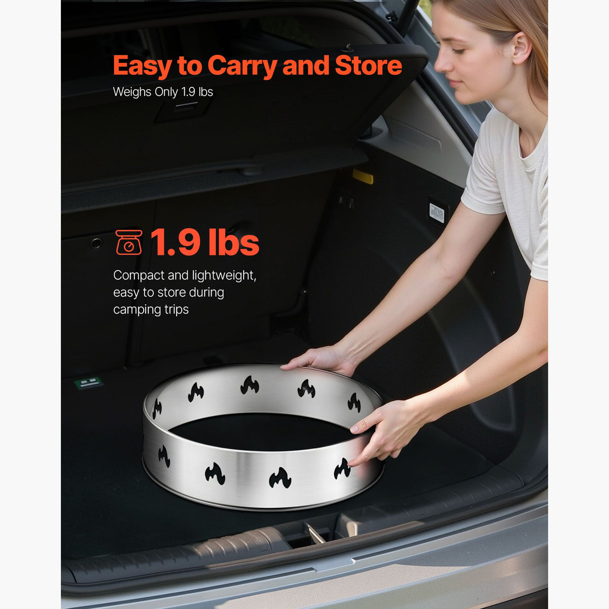 Fire Pit Stand for Solo Stove Bonfire, 49.5 cm Smokeless Fire Pit Ring, Stainless Steel Fireplace Stove Ranger Support Frame Accessory, Portable Outdoor Camping Holder Tools for Fireplace