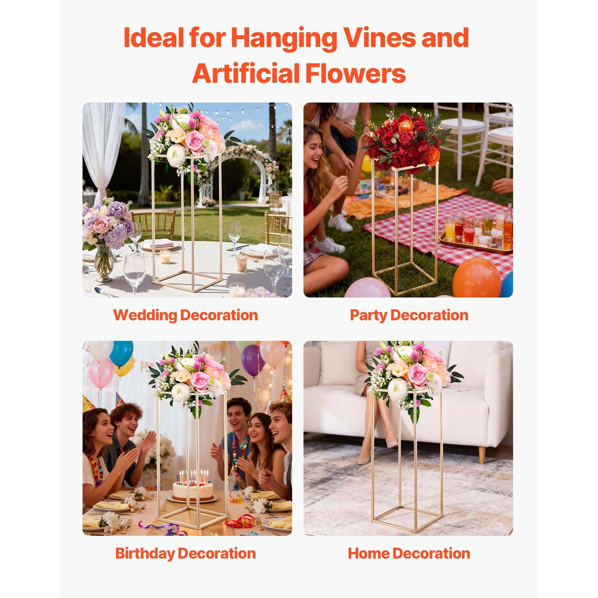 Wedding Flower Stand, 10PCS 80cm Column Flower Sta - V952-HLHJLFT10J80Y446M001V0