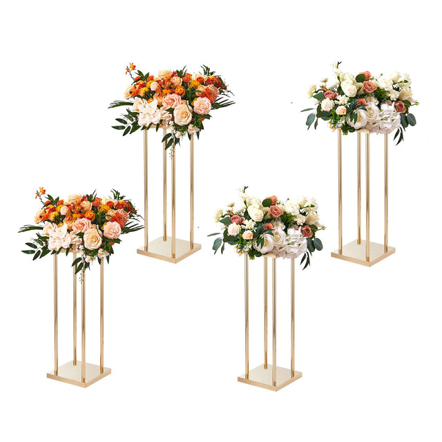 4pc Gold Metal Wedding Flower Stands 60cm Geometric
