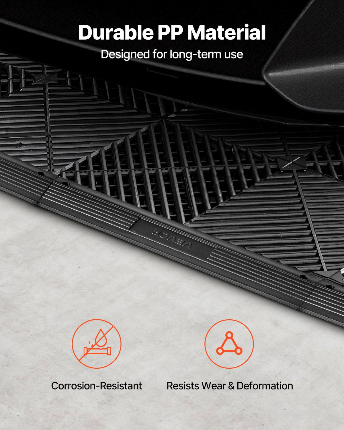 Transition Edge Kit, 11-Piece, Durable Straight Garage Floor Edging, PP Material, Easy Installation, Edge Protection for Wet Area Restaurant Pool, Only Compatible with Drainage Mats, Black