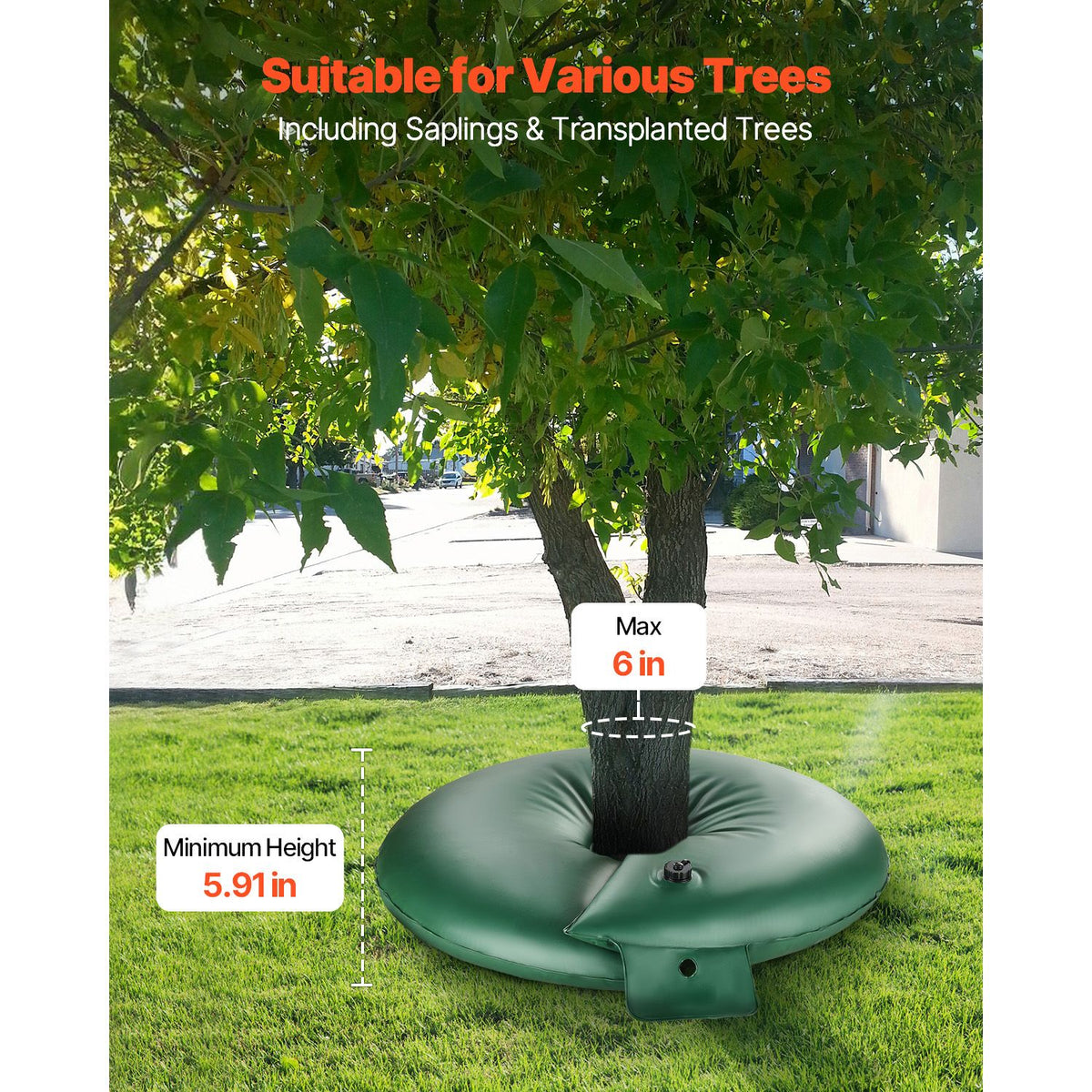 Tree Watering Rings, 4 Pcs 20 Gallons Tree Watering Bags, 6-9 Hours Slow Release, Refillable Planting Water Bags, Water Saving, Heavy Duty Watering System for Shrub Tree Root Drip Irrigation