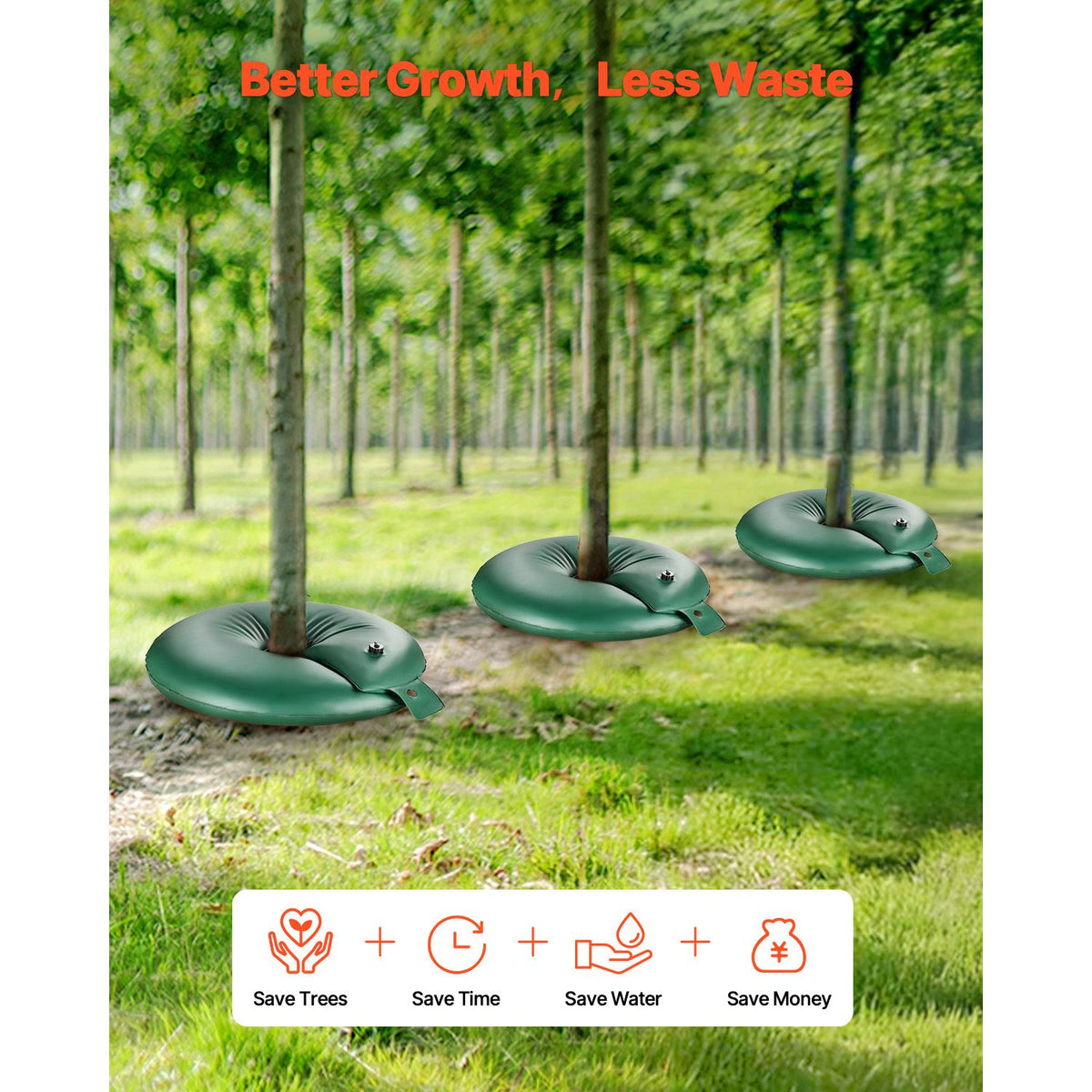 Tree Watering Rings, 4 Pcs 20 Gallons Tree Watering Bags, 6-9 Hours Slow Release, Refillable Planting Water Bags, Water Saving, Heavy Duty Watering System for Shrub Tree Root Drip Irrigation