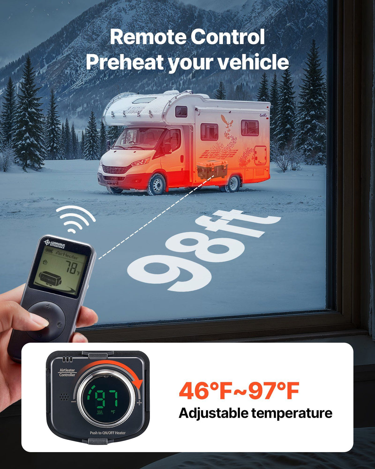 Diesel Heater, 8KW, DC 12V/24V, All in One Portable Diesel Air Heater with Remote Control and LCD Screen, Fast Heating Low Noise, 4 L Fuel Tank for Trucks, Vans, RVs, Campers, and Garages