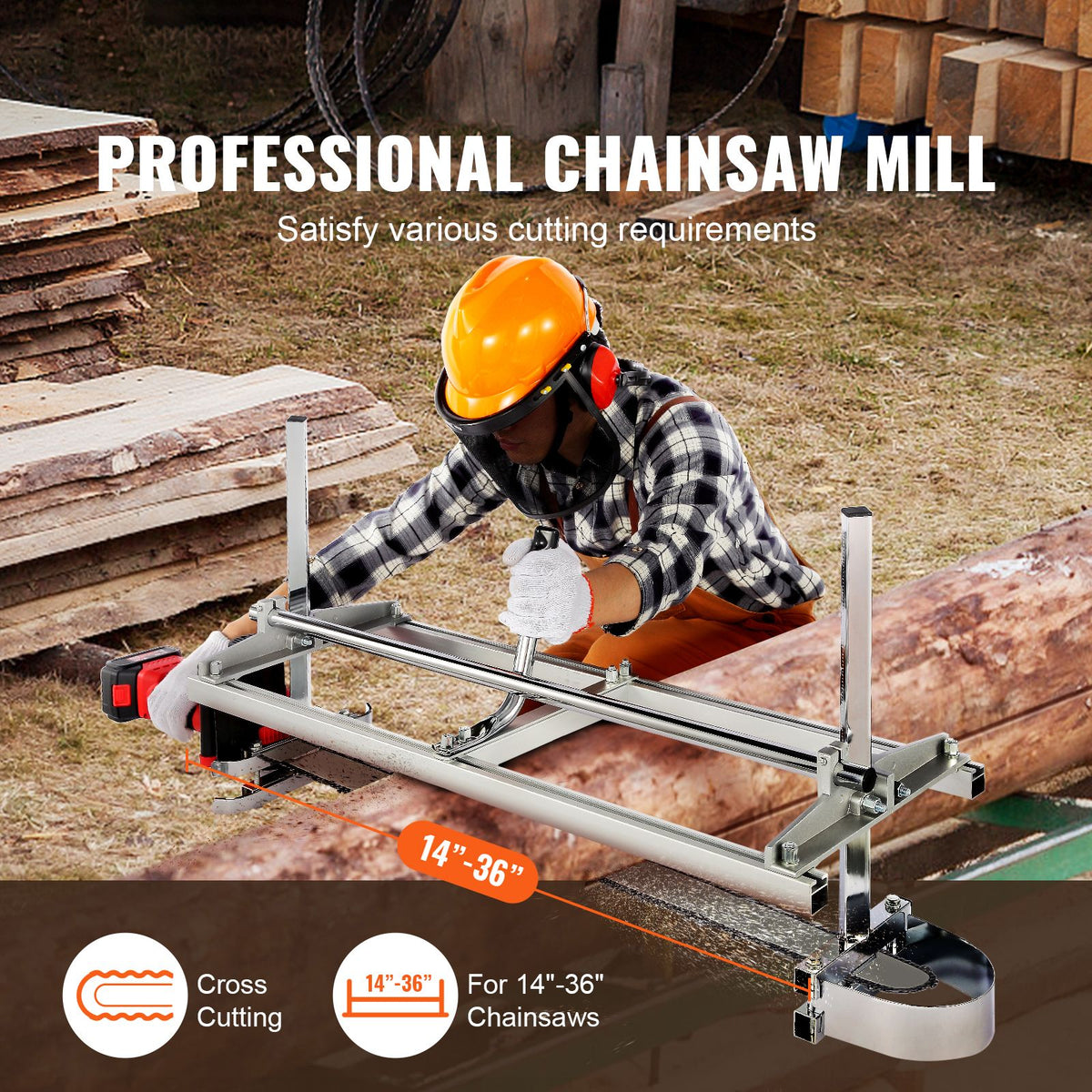 Portable Chainsaw Mill 14"-36" Guide Bar 0.2"-11.81" Cutting Thickness