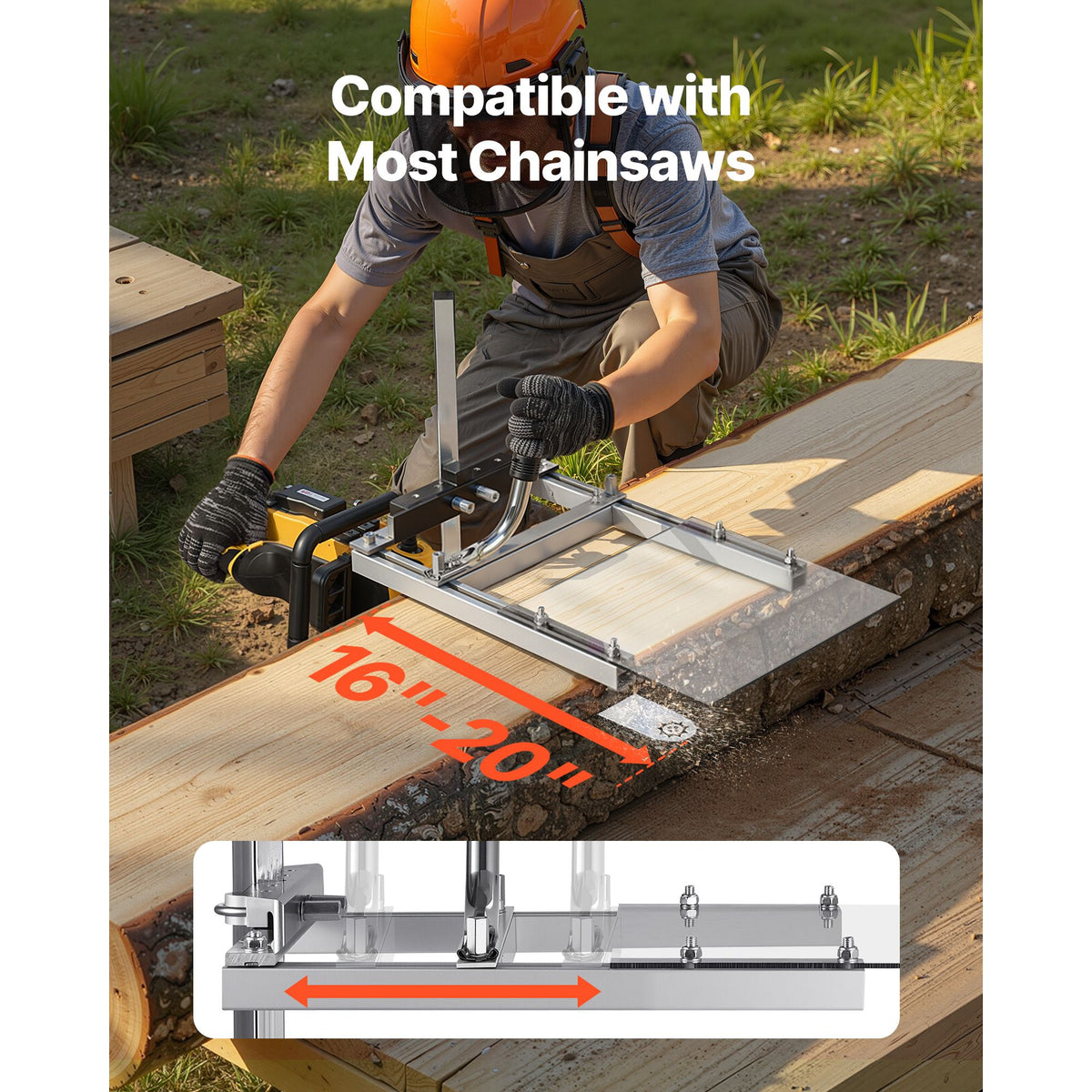 Chainsaw Mill, Portable Sawmill Fits 41-51 cm Planking Milling Bar, Lumber Cross Cutting Guide Chain Saw with Shield, 0.2-11.81 in Cutting Thickness, Timber Chainsaw Mill Kit for Woodworkers