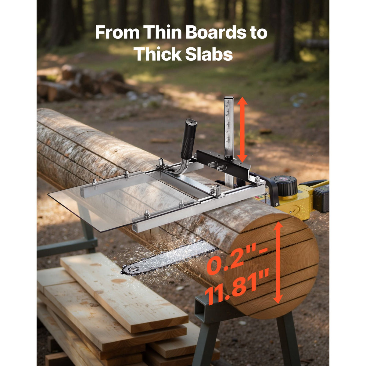 Chainsaw Mill, Portable Sawmill Fits 41-51 cm Planking Milling Bar, Lumber Cross Cutting Guide Chain Saw with Shield, 0.2-11.81 in Cutting Thickness, Timber Chainsaw Mill Kit for Woodworkers