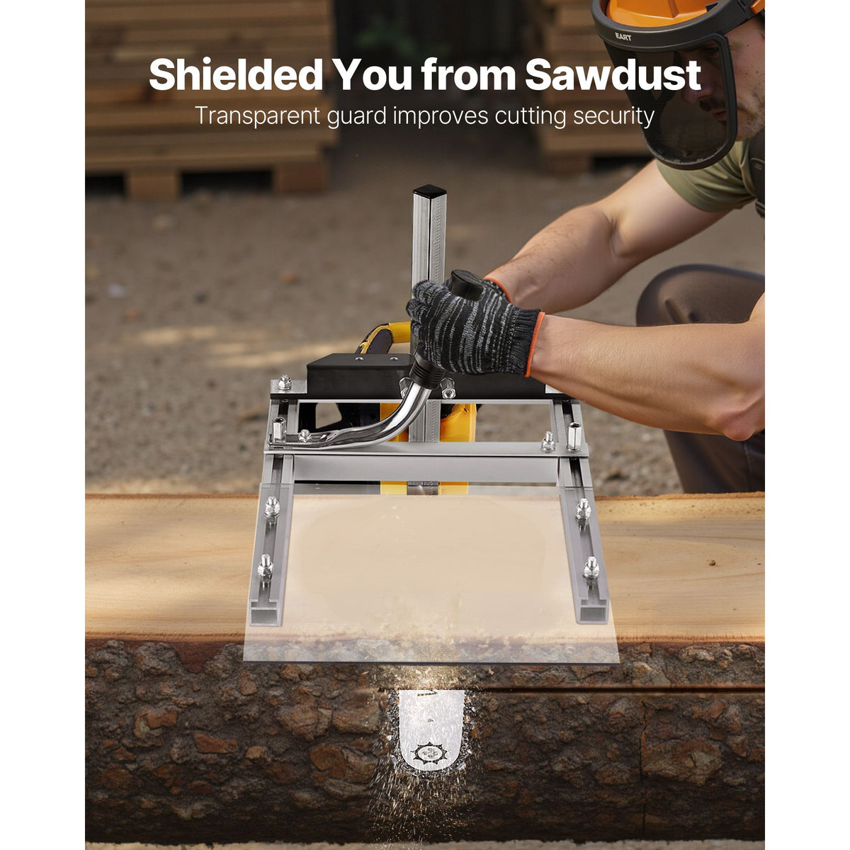 Chainsaw Mill, Portable Sawmill Fits 41-51 cm Planking Milling Bar, Lumber Cross Cutting Guide Chain Saw with Shield, 0.2-11.81 in Cutting Thickness, Timber Chainsaw Mill Kit for Woodworkers