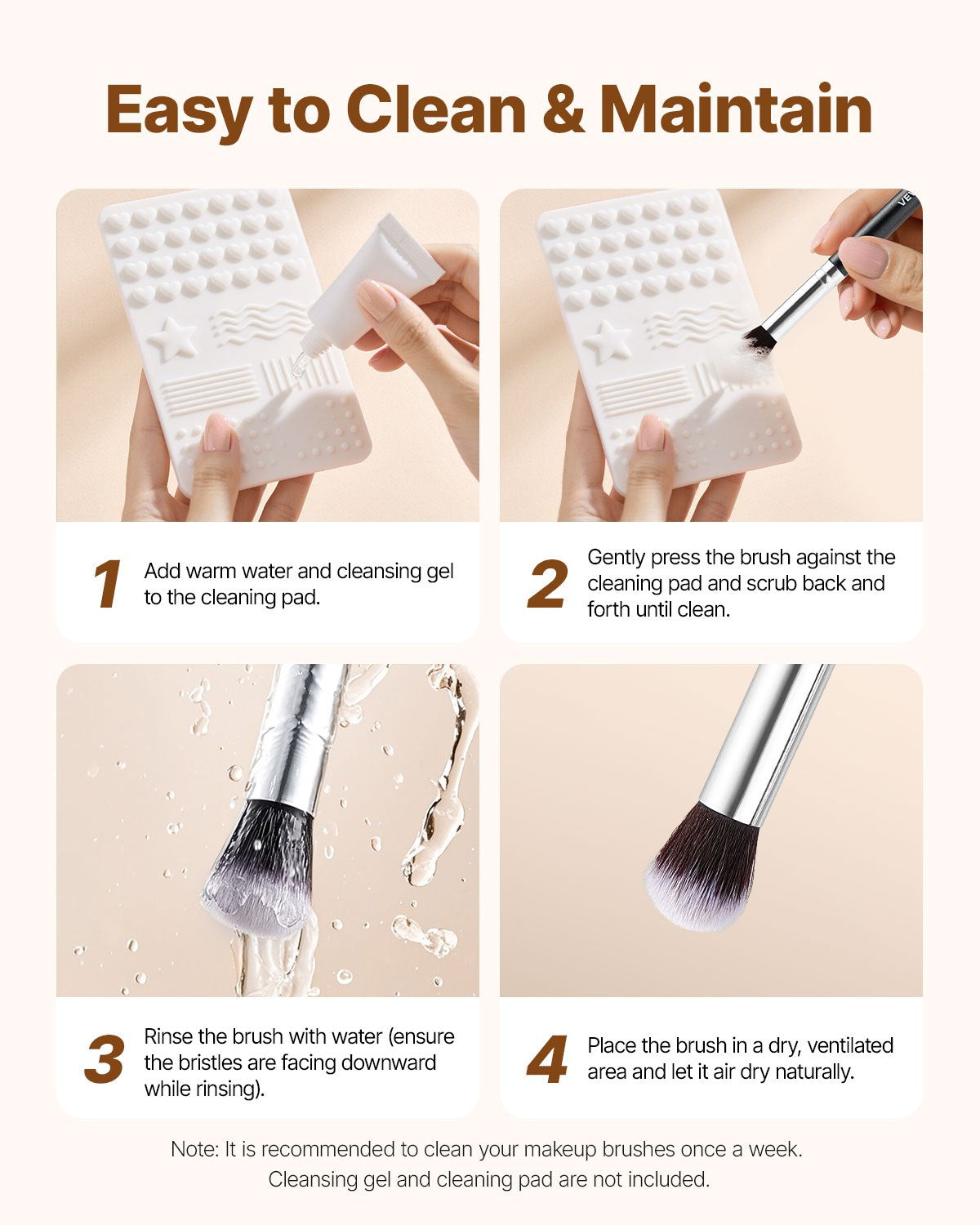 34-Piece Makeup Brush Set, Professional Brushes Kit for Foundation Blending Eyeshadow Concealer Blush - with Soft Bristles, Ergonomic Wood Handle, Travel-Friendly Case Included